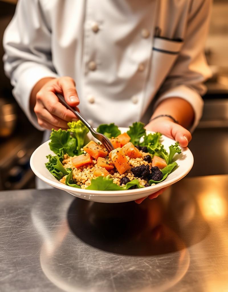 Chef plating a fresh meal in the Supermeals UAE kitchen